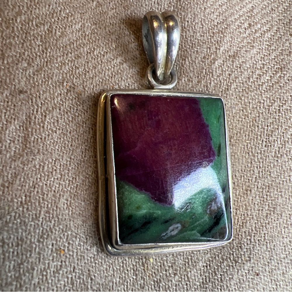 Vintage, Rectangular, Genuine, Ruby In Zoisite St… - image 1